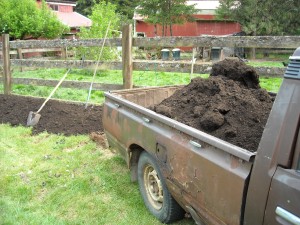 Adding Compost to the Reiki Ranch garden